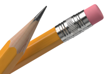 Yellow pencil with pink eraser