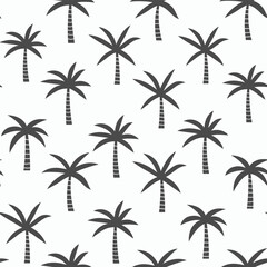 Black charcoal Monochrome Palm trees silhouette seamless pattern on white background. For summer print, fabric, textile and home d&eacute;cor