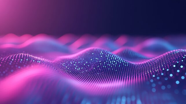 Glowing particle wave forming an abstract blue and pink network grid that visualizes data flow, ai driven information streams and futuristic digital connectivity in motion - Powered by Adobe