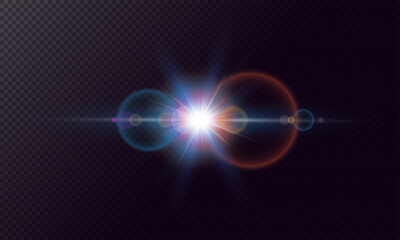 Multicolor Radiant Lens Flare on Transparent Background