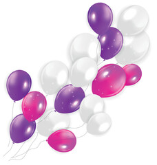 Floating Helium Balloons in Purple White and Pink