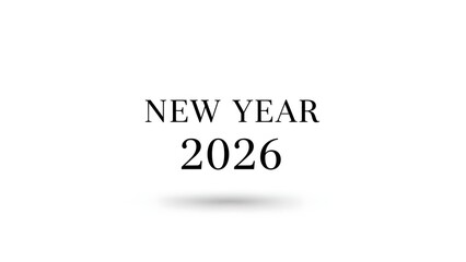 Minimal white new year 2026 typography clean modern celebration background
