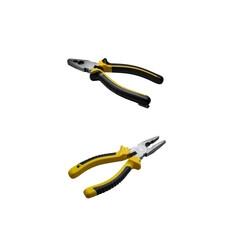Fototapeta premium A pair of metal pliers is placed on a white background