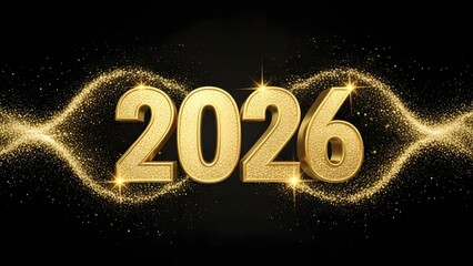 Golden 2026 numbers on dark background luxury new year celebration design