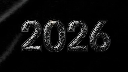 Dark metallic 2026 numbers with textured surface modern luxury new year background
