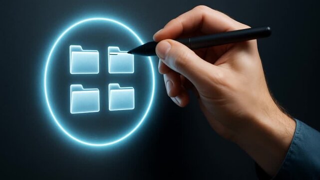 zero trust security architecture concept. Digital organization concept with a hand drawing folder icons.