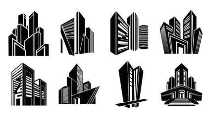 Fototapeta premium Abstract city skyline silhouettes collection for design and illustration