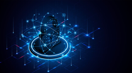 Lock icon. Cyber ​​security and data protection concepts and privacy. Innovative concept of advanced safety technology