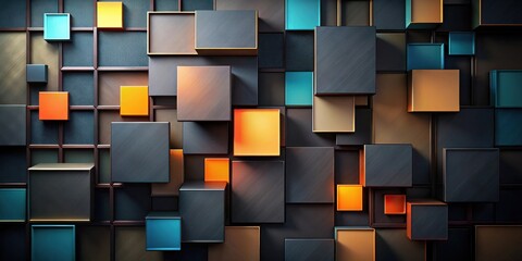 Abstract Geometric Cube Arrangement Featuring a Diverse Palette of Warm and Cool Tones