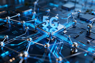 5G Technology and Digital Circuit Board Network Concept