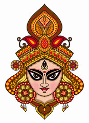 hand drawn digital art of goddess durga