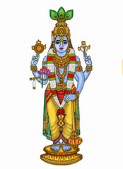 hand drawn digital art of lord vishnu