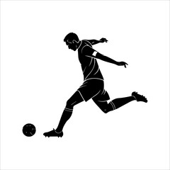 Soccer Player Kicking Ball Silhouette Vector Illustration