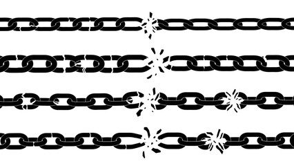 Obraz premium Broken chains in black and white illustrating freedom and constraints