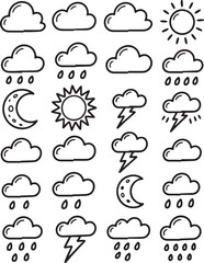Fototapeta premium Weather icons set in simple style