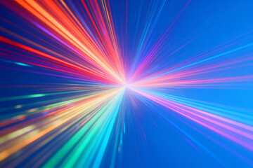 Colorful Light Burst on Blue Background