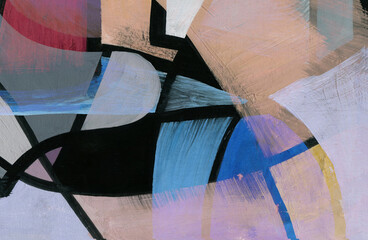 Fototapeta premium Expression of geometric painting with color and brushstroke. Abstract illustration for background.