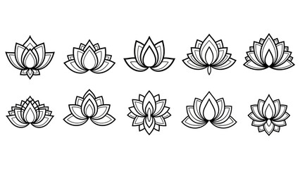 Elegant vector illustration set of lotus flowers for various design purposes