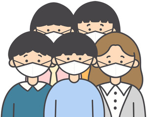 Fototapeta premium People Wearing Face Masks Illustration