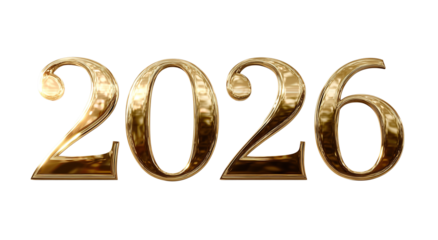 Golden 2026 Numeric Design on White Background