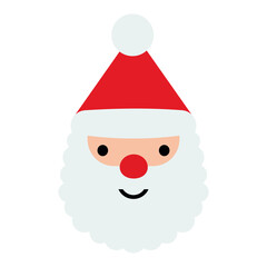 Cute santa claus face illustration for christmas greeting cards, holiday designs and festive winter graphics, PNG with transparent background