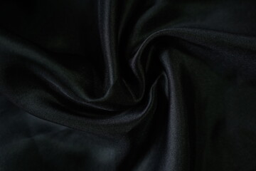 Fototapeta premium Black Shiny Linen Fabric Texture Background with Natural Textile Pattern