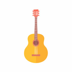 Obraz premium Isolated yellow acoustic guitar illustration against white background music icon