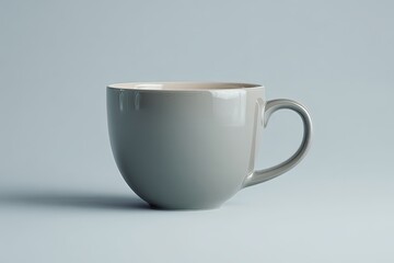 Fototapeta premium Serene Ceramic Cup: A minimalist close-up shot of a pristine, modern ceramic cup, capturing its elegant design and the smooth texture