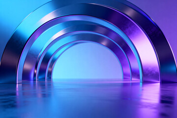 Abstract Futuristic Neon Arch Tunnel Background