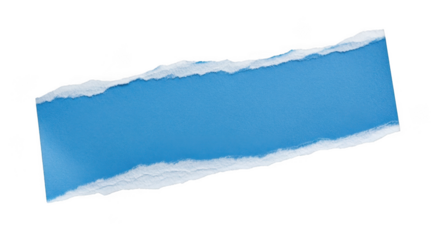 Torn blue paper strip isolated on transparent background