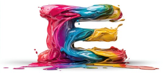 Colorful Paint Splatter Letter E.