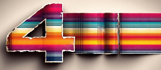 Colorful Number 4 Made of Stripes.