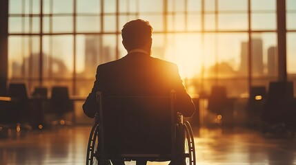 Diverse Moments: A Man&rsquo;s Adaptive Journey with Mobility Aid at Sunset