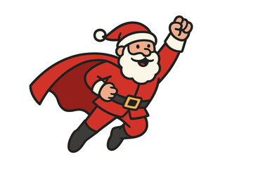 Santa Claus portrayed as a superhero in a cape, created using  imagery