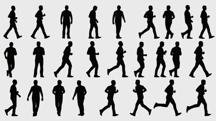 Collection of Silhouettes Representing Human Movement and Activity.