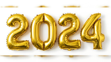 New Year Celebration, 2024 Balloons, Festive Atmosphere, Party Decor, Indoor Event, Close-up View, Holiday Spirit