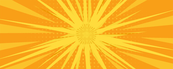 Obraz premium Pop art yellow comic book cartoon magazine cover. Cartoon funny retro pattern strip mock up. Vintage backdrop for comics superhero text, speech bubble, message. Vector illustration EPS 10