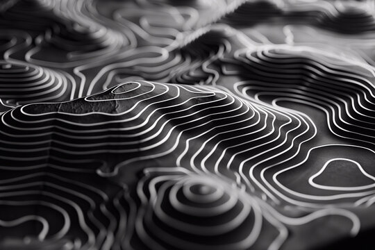 Black and White Topographic Wave Background