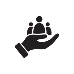 Hand Holding People Icon. Community Care, Support, Teamwork Concept Vector