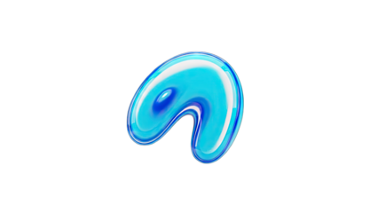 Abstract Blue Shape Floating on White Background