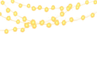 Christmas bulbs twinkle with gentle shine, festive garland string light PNG

