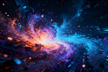 Cosmic Digital Vortex with Neon and Particle Effects