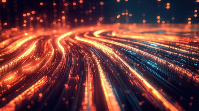 Abstract visualizing data moving through glowing digital pathways, featuring high speed communication, global networks, and advanced technological connectivity for modern information exchange - Powered by Adobe