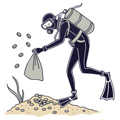 Scuba diver collecting coins from sea floor diving © Rifat