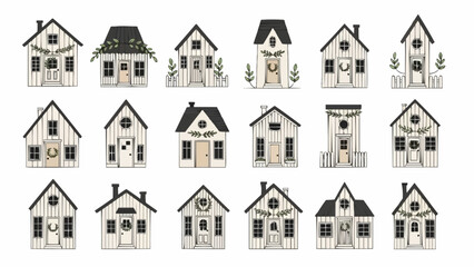 Collection of Charming Hand-Drawn Houses in Various Styles.