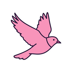 Fototapeta premium Pink Bird Flying Gracefully Isolated on White Background.