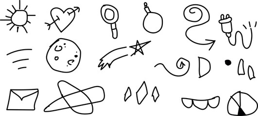 Set of hand drawn doodle elements