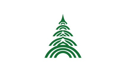 Obraz premium Green Christmas Tree Icon Simple Design.
