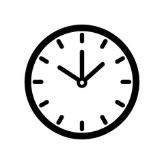 Simple Black and White Clock Face with Hour and Minute Hands.