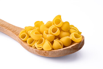  Raw pipe rigate pasta on white background